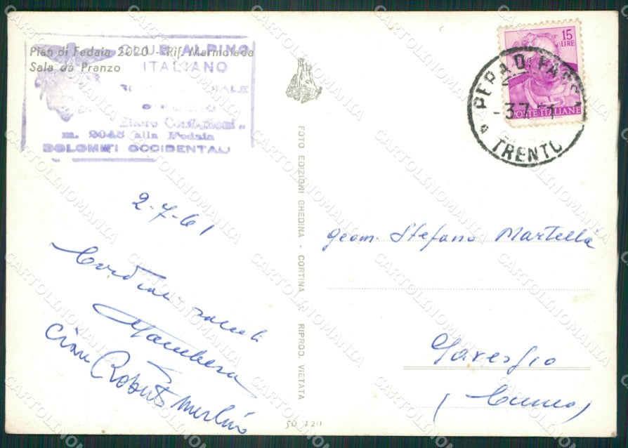 Trento Canazei Pian di Fedaia Foto FG cartolina ZK3106 – retro