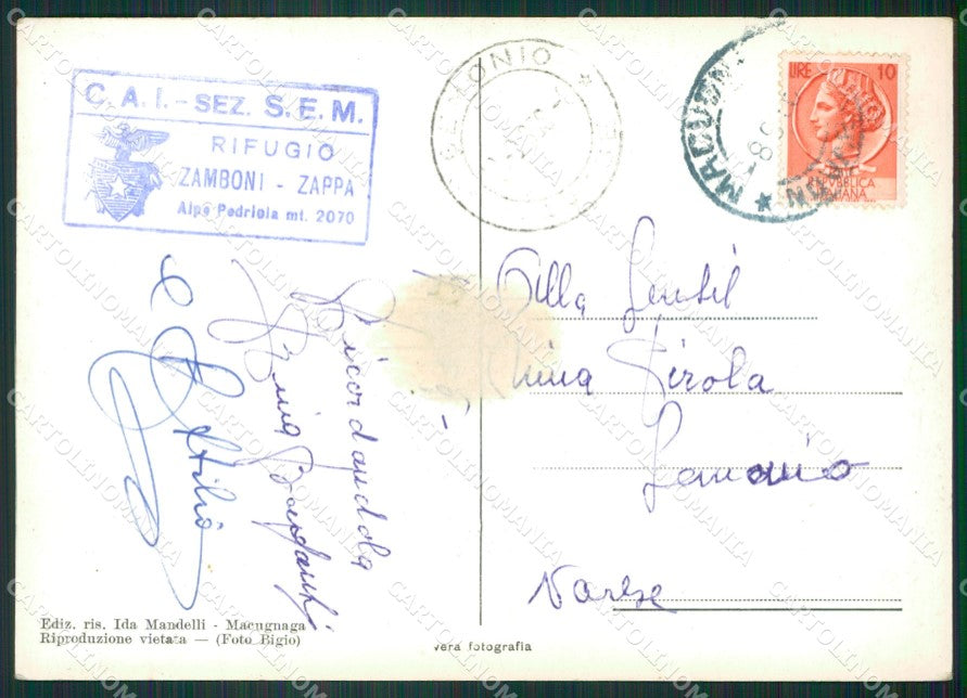Verbania Macugnaga Rifugio Zappa PIEGHINA Foto FG cartolina ZK3146 – retro