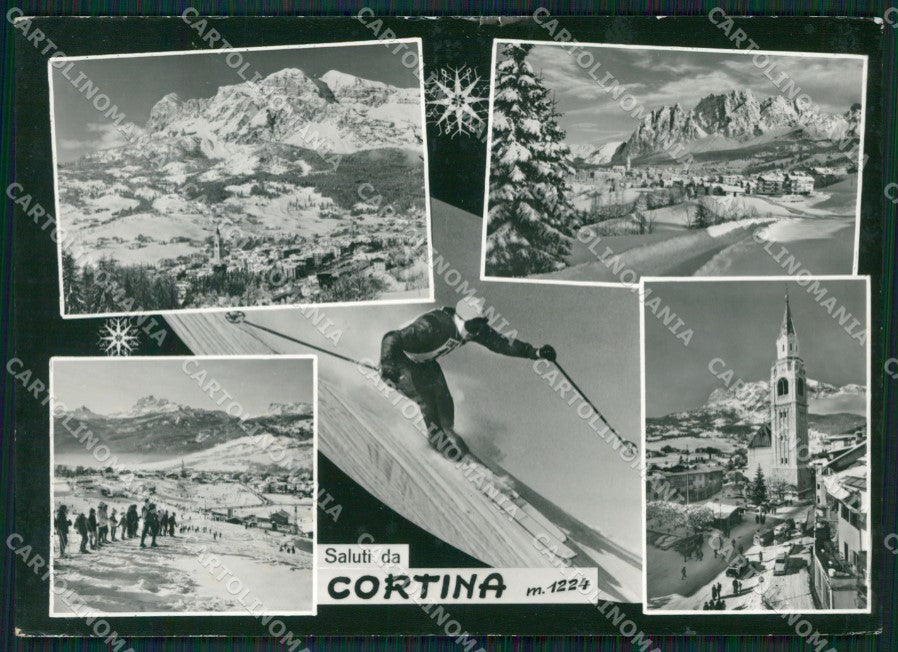 Belluno Cortina Sci Saluti da Foto FG cartolina ZK3148 – fronte