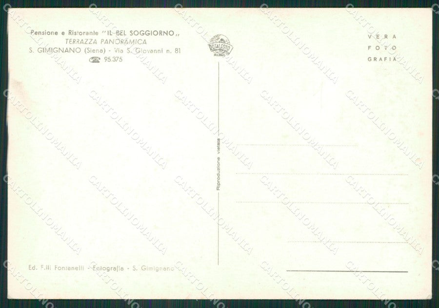 Siena San Gimignano Foto FG cartolina ZK3164 – retro