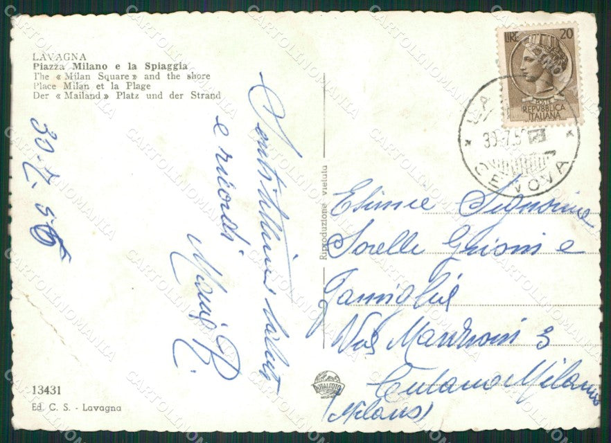 Genova Lavagna PIEGA Foto FG cartolina ZK3167 – retro