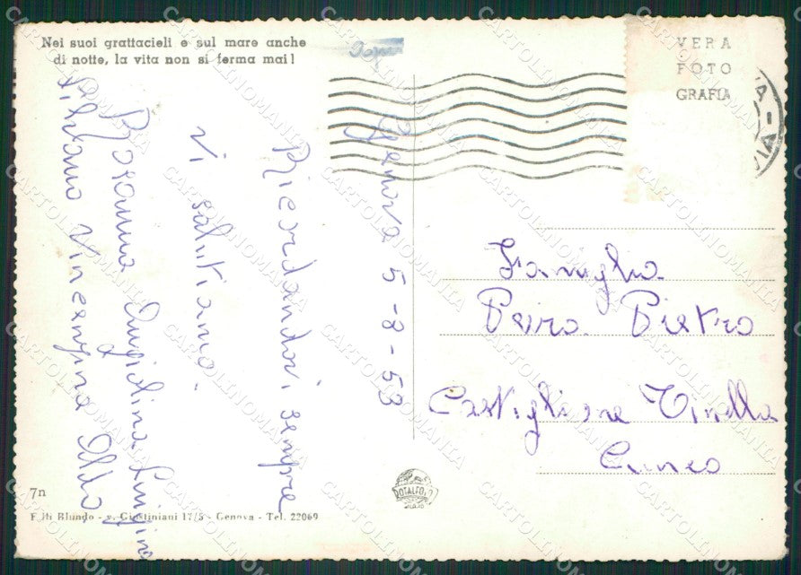 Genova Città Chiaro di Luna Foto FG cartolina ZK3182 – retro
