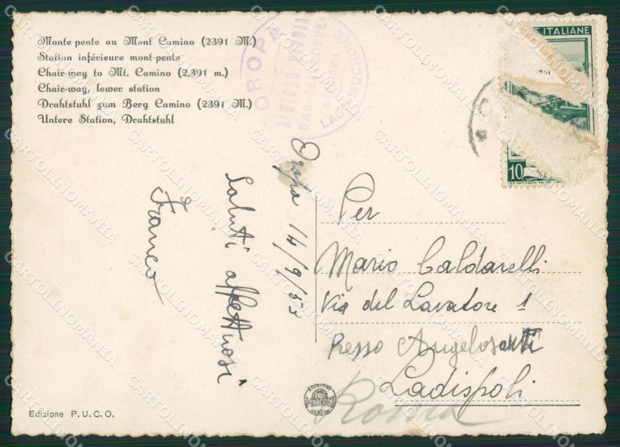 Biella Oropa Seggiovia FG cartolina ZK3192 – retro