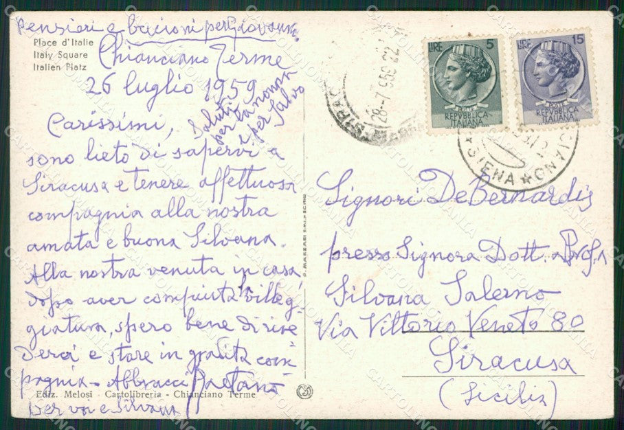 Siena Chianciano Terme FG cartolina ZK3214 – retro