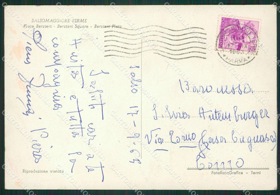 Parma Salsomaggiore Terme FG cartolina ZK3275 – retro