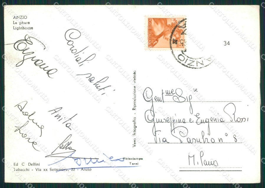 Roma Anzio Faro Foto FG cartolina ZK3325 – retro