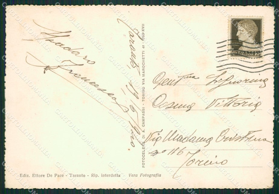 Taranto Città Palazzo delle Poste Foto FG cartolina ZK3330 – retro