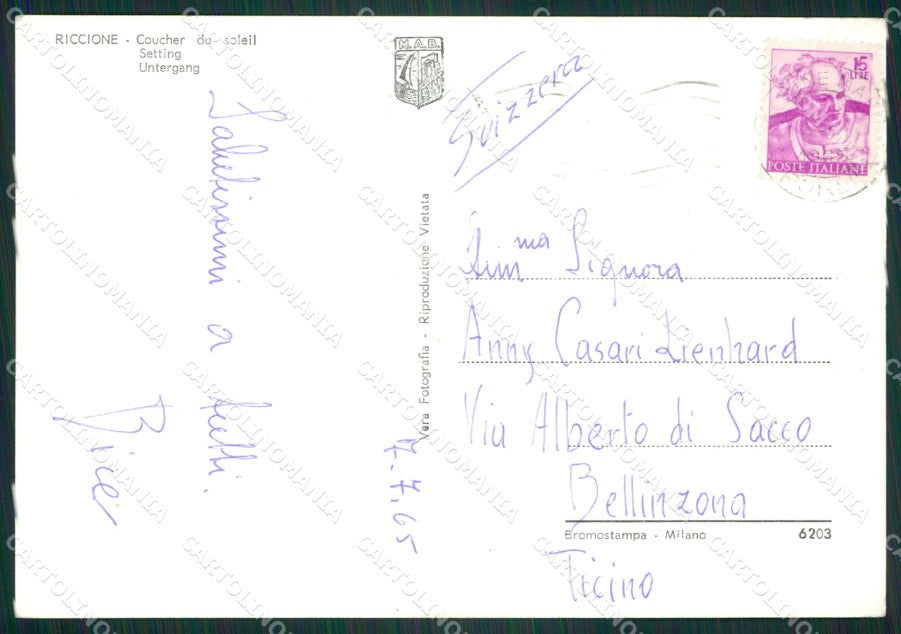 Rimini Riccione Barche Foto FG cartolina ZK3333 – retro