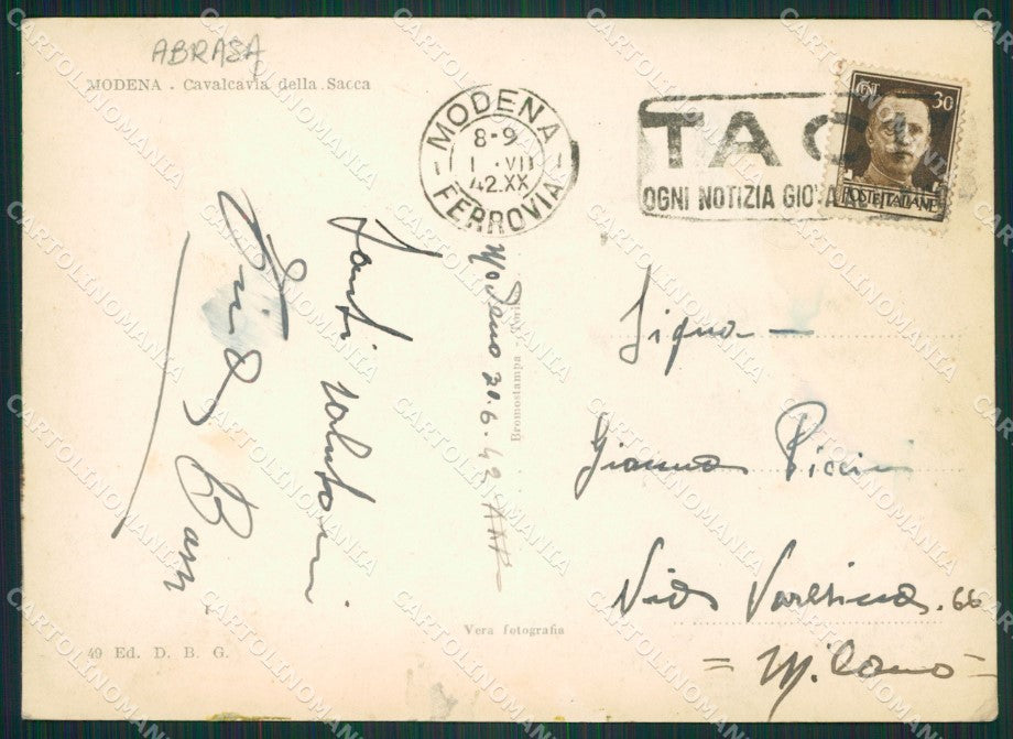 Modena Città ABRASA Foto FG cartolina ZK3348 – retro