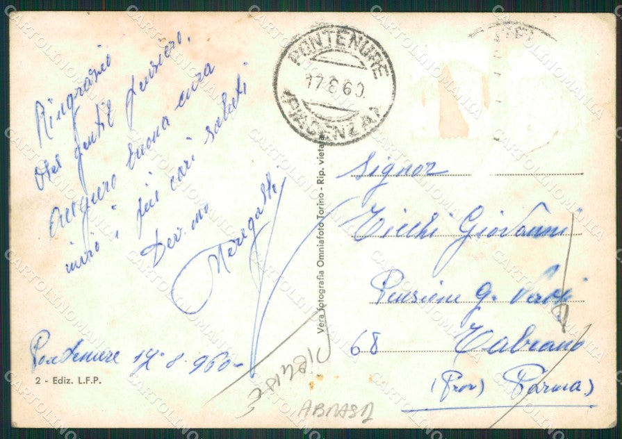 Piacenza Pontenure Auto ABRASA PIEGHE Foto FG cartolina ZK3382 – retro