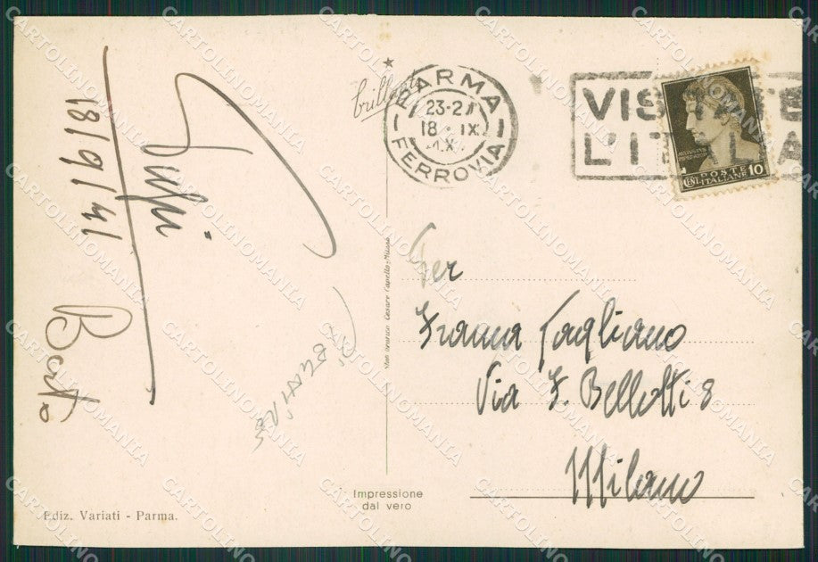 Parma Città Palazzo delle Poste PIEGHINE Foto FG cartolina ZK3383 – retro