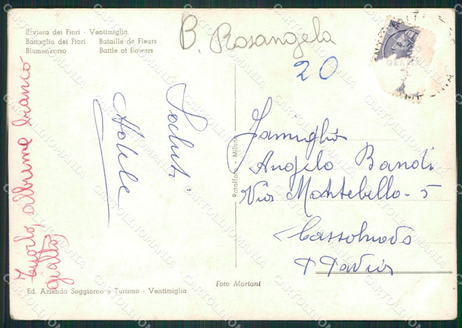 Imperia Ventimiglia Battaglia Dei Fiori PIEGHINA Foto FG cartolina ZK3456 – retro