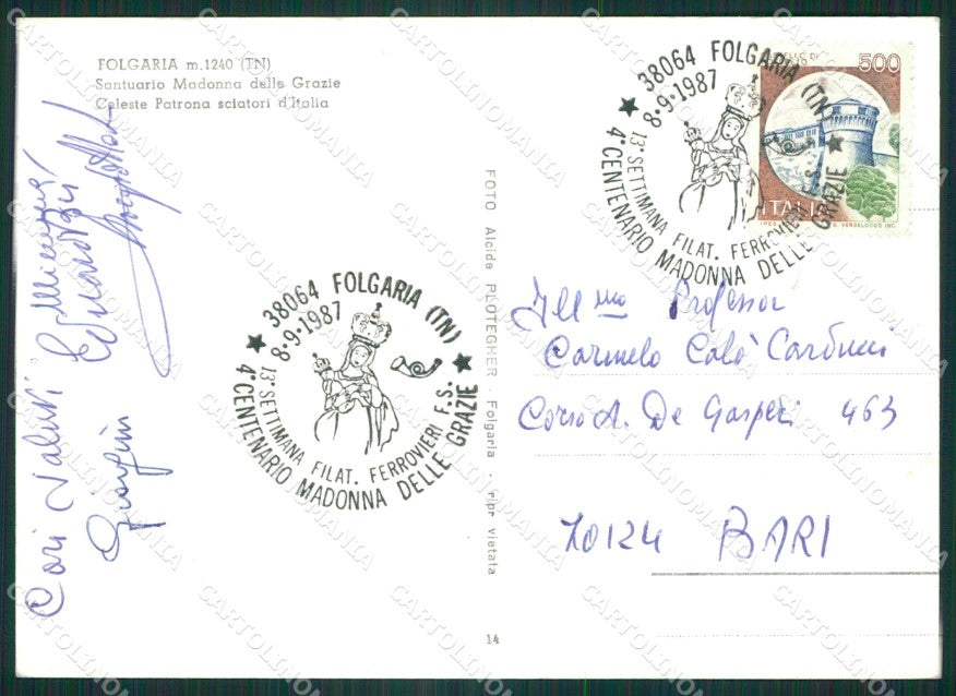 Trento Folgaria Centenario Madonna Delle Grazie Foto FG cartolina ZK3498 – retro