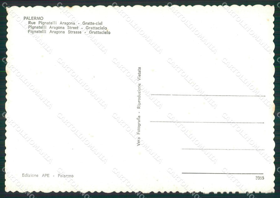 Palermo Città Auto Foto FG cartolina ZK3505 – retro