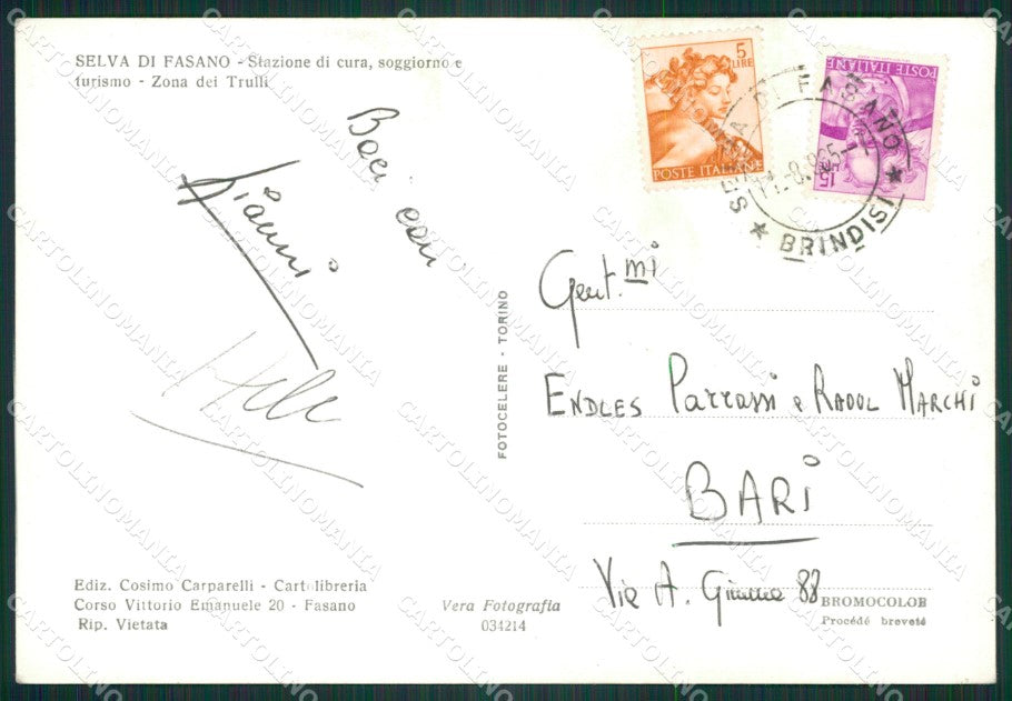 Brindisi Selva Di Fasano Trulli Foto FG cartolina ZK3506 – retro