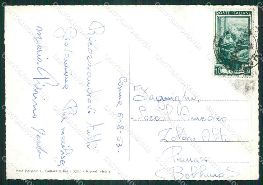Vicenza Asiago Altipiani di PIEGA Foto FG cartolina ZK3543 – retro