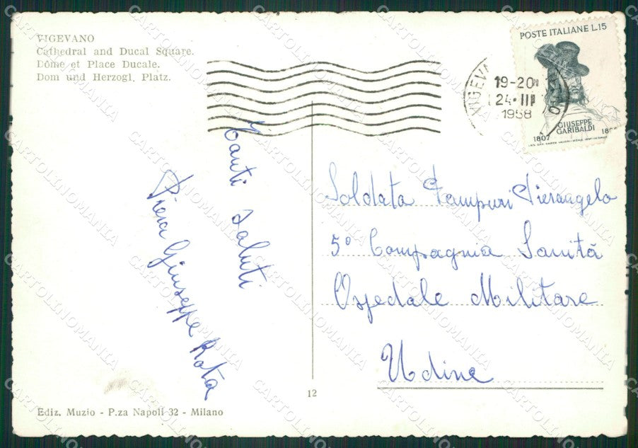 Pavia Vigevano Duomo Auto Foto FG cartolina ZK3559 – retro