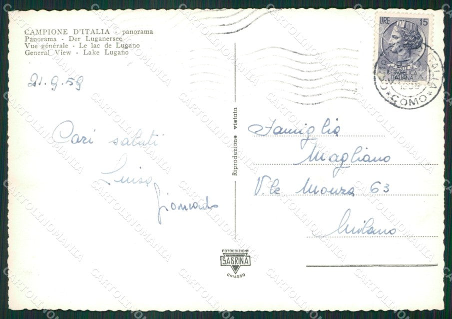 Como Campione D'Italia Foto FG cartolina ZK3564 – retro