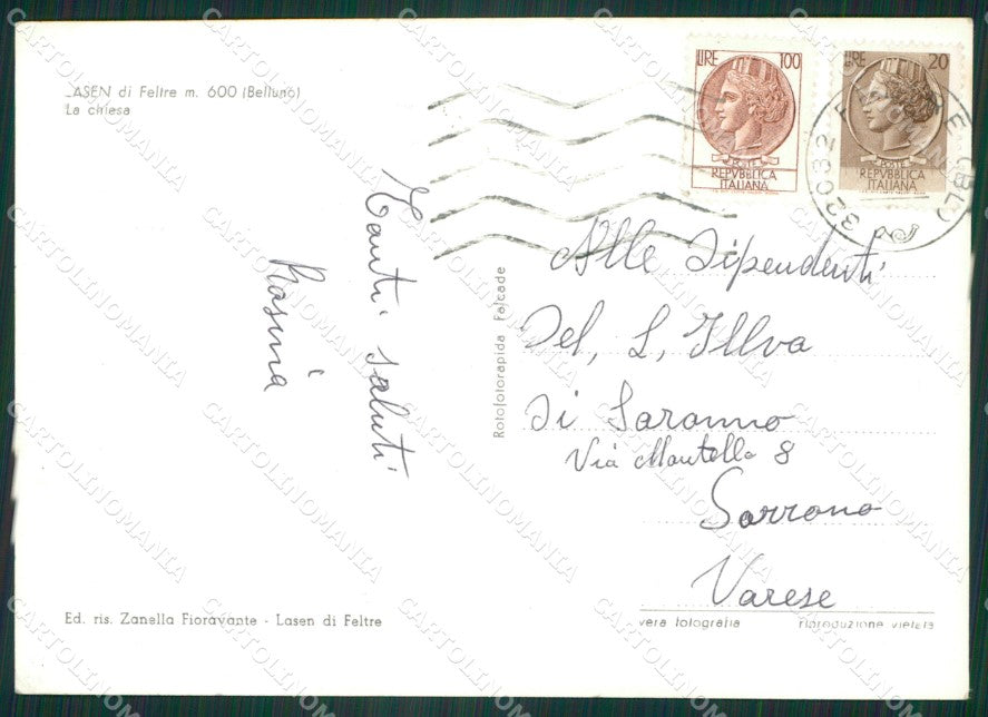 Belluno Feltre Lasen Auto Foto FG cartolina ZK3605 – retro