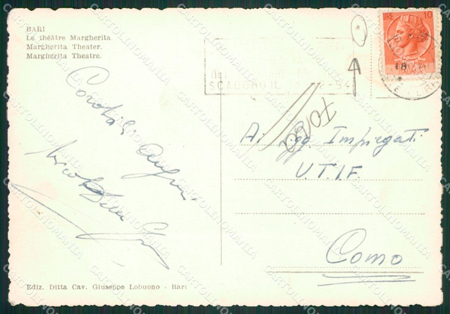 Bari Città Teatro Margherita FORO Foto FG cartolina ZK3619 – retro