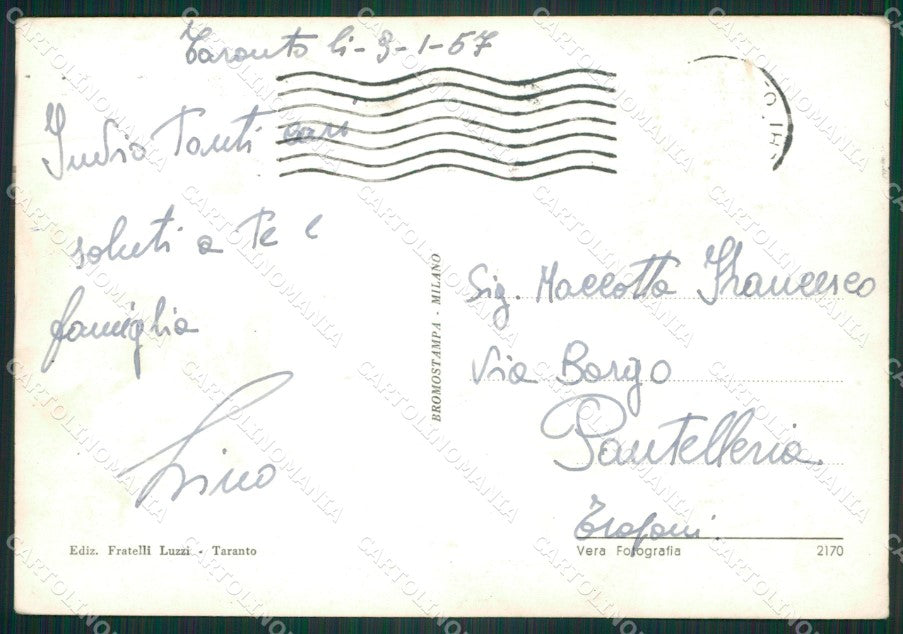 Taranto Città PIEGA Foto FG cartolina ZK3623 – retro