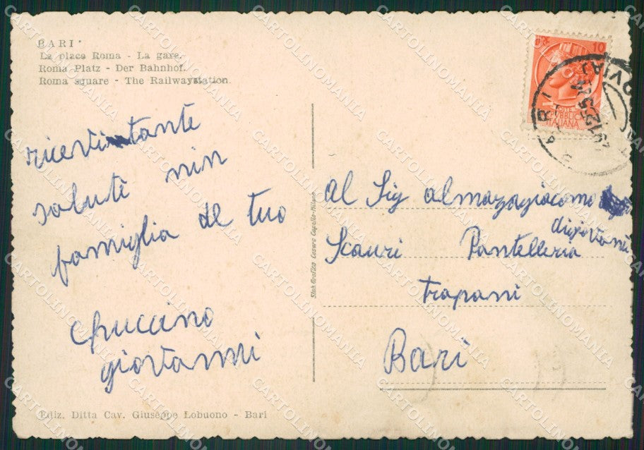 Bari Città Stazione PIEGHINA FG cartolina ZK3625 – retro
