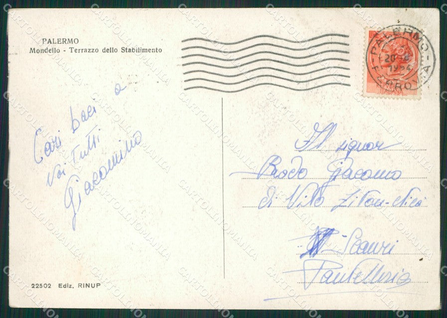 Palermo Mondello FG cartolina ZK3626 – retro