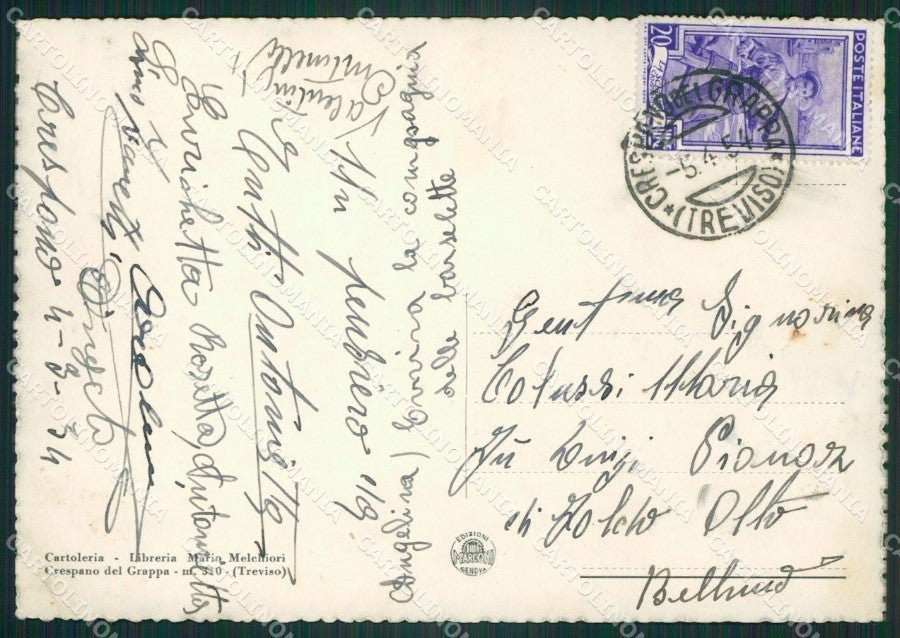 Treviso Crespano del Grappa FORO FG cartolina ZK3637 – retro