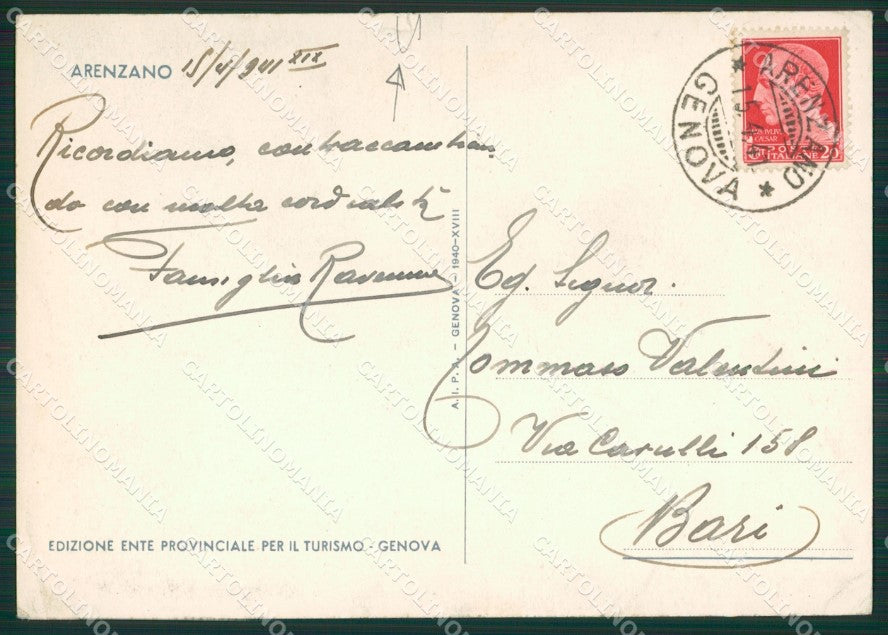 Genova Arenzano STRAPPINO FG cartolina ZK3655 – retro