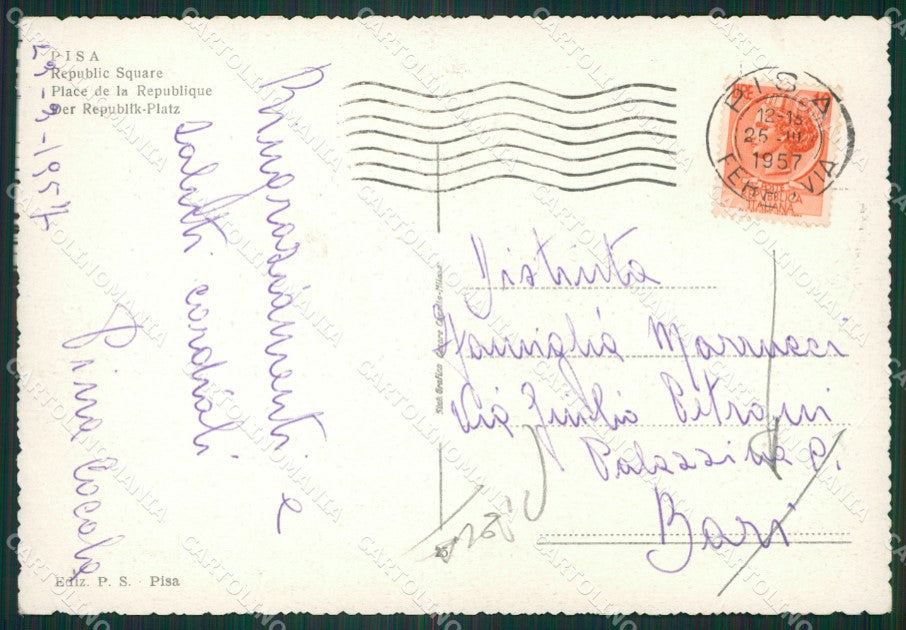 Pisa Città Filovia PIEGA FG cartolina ZK3656 – retro