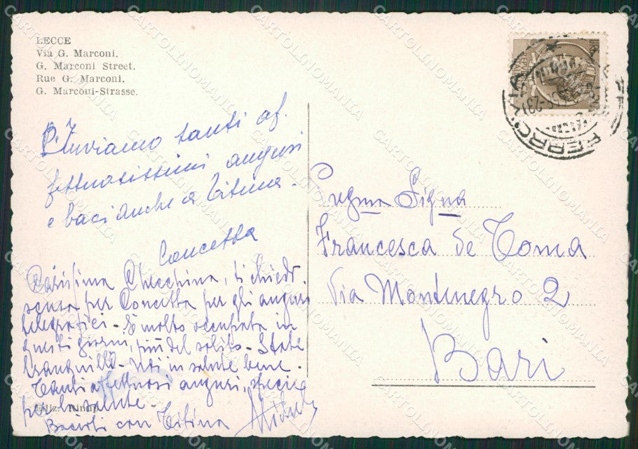 Lecce Città FG cartolina ZK3658 – retro
