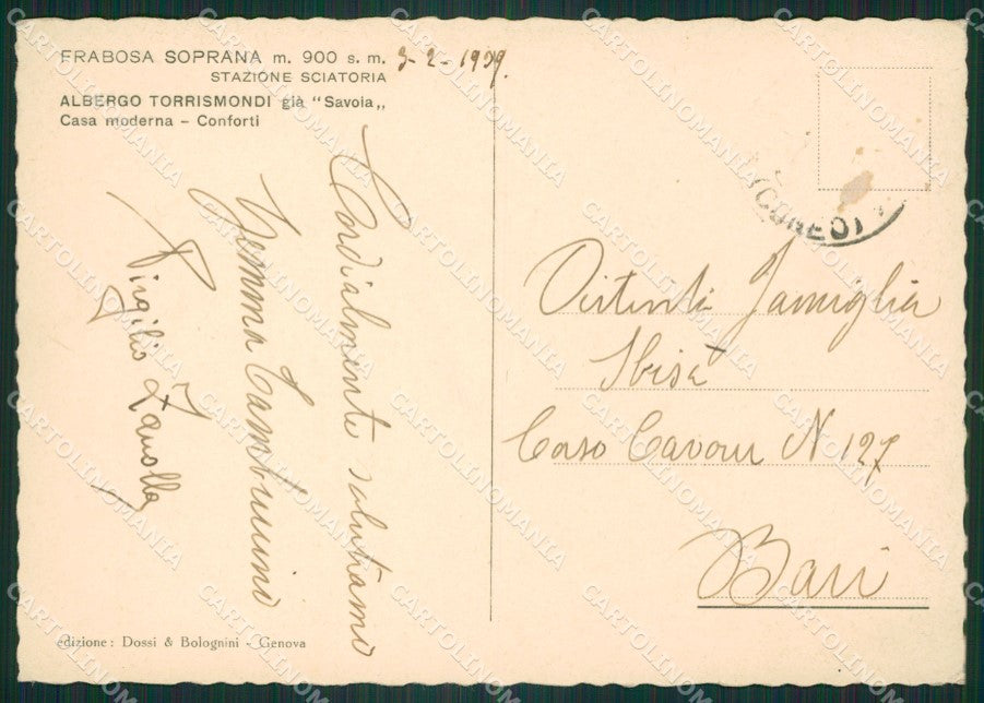 Cuneo Frabosa Soprana Nevicata FG cartolina ZK3661 – retro