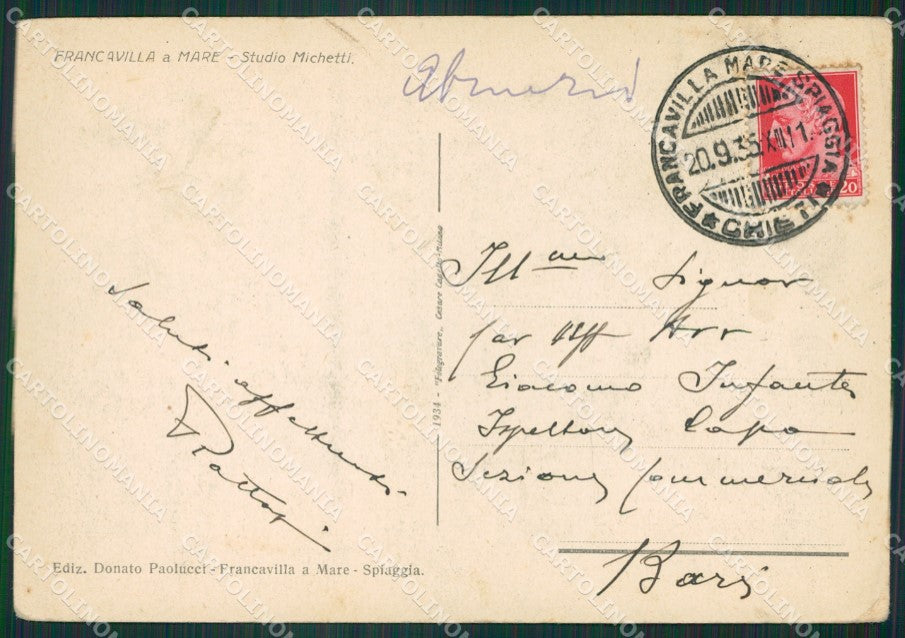 Chieti Francavilla a Mare PIEGHINE FG cartolina ZK3729 – retro