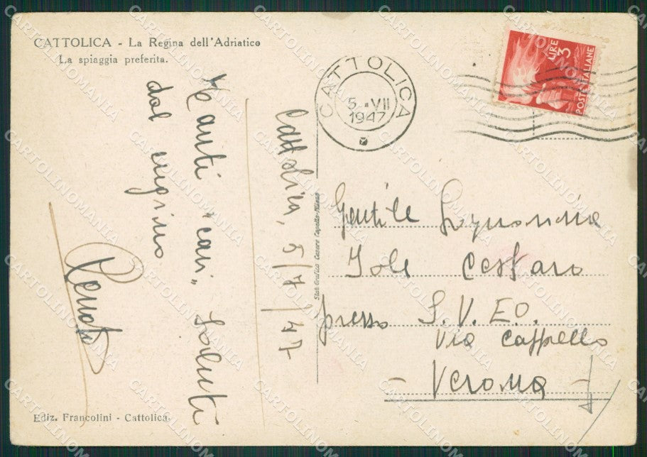 Rimini Cattolica PIEGHINA FG cartolina ZK3770 – retro