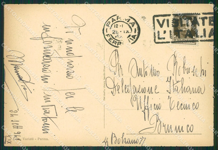 Parma Città Palazzo Poste Auto FG cartolina ZK3818 – retro