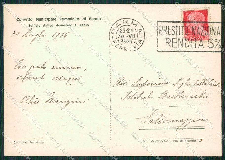 Parma Città Convitto Municipale Femminile FG cartolina ZK3821 – retro