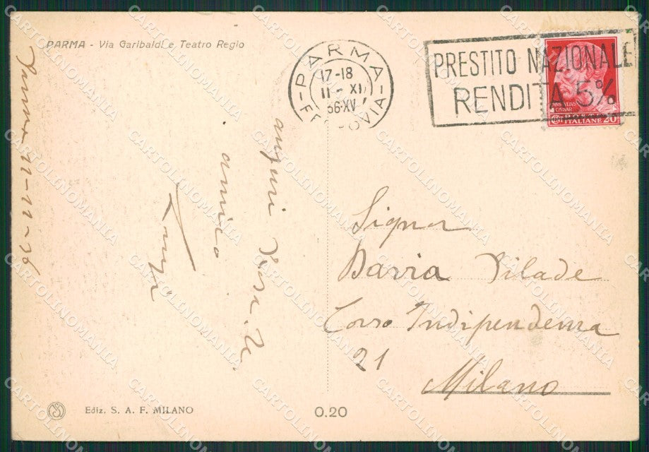 Parma Città Teatro Regio Auto FG cartolina ZK3822 – retro