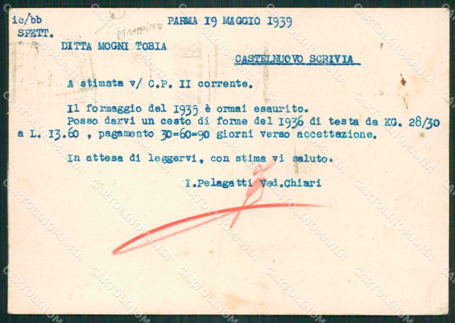 Parma Città Commerciale Pelegatti STRAPPINO FG cartolina ZK3826 – retro