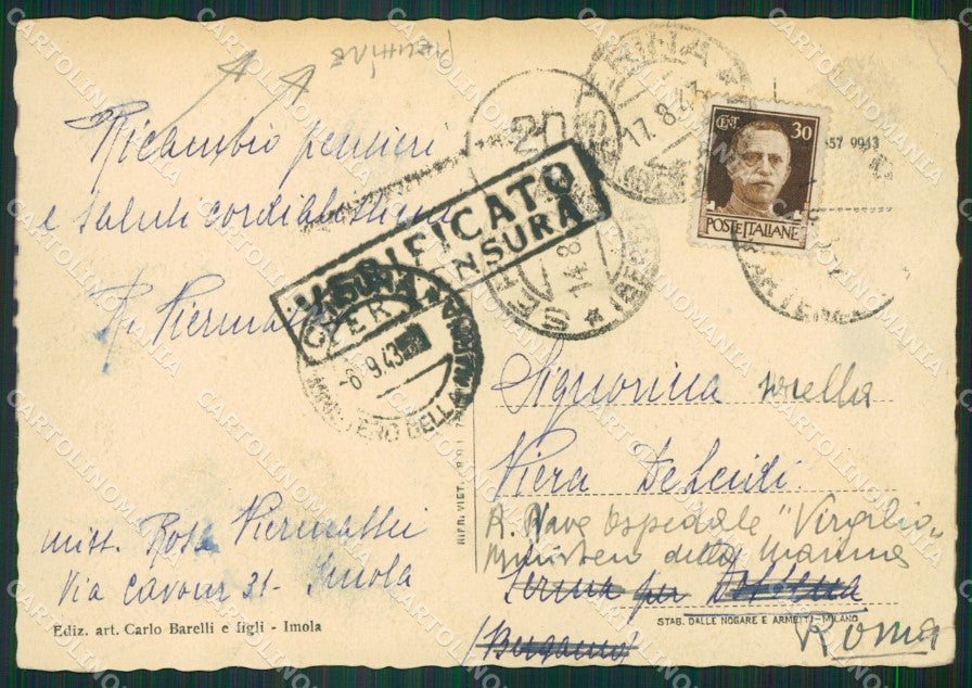 Bologna Imola Fontana PIEGHINE FG cartolina ZK3853 – retro