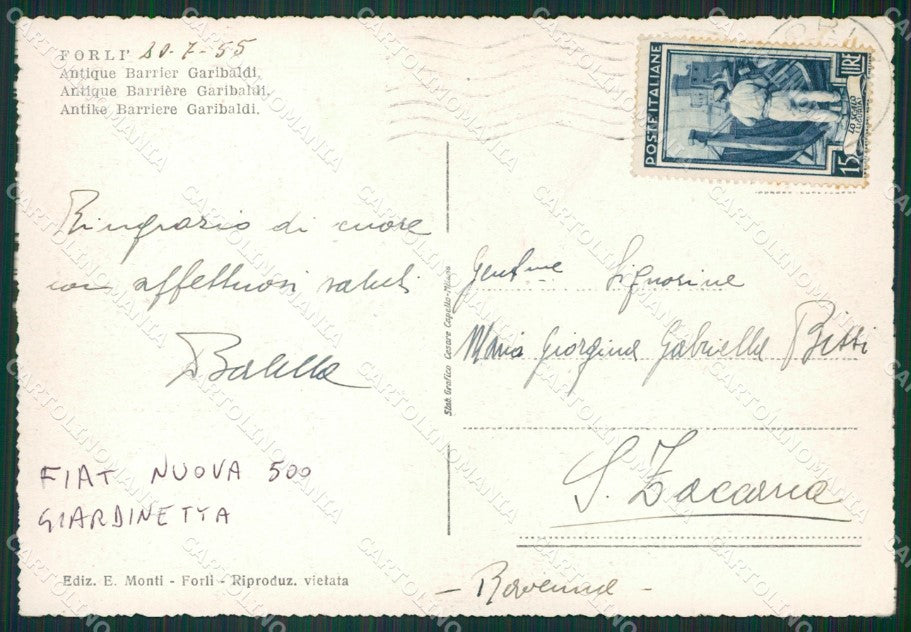 Forlì Città Antica Barriera Garibaldi Auto FG cartolina ZK3875 – retro
