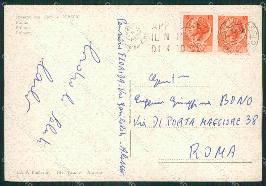 Savona Alassio Auto FG cartolina ZK3896 – retro