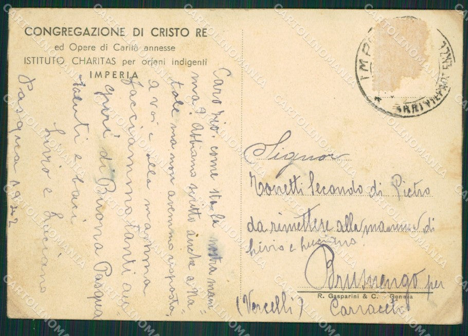 Imperia Città Istituto Charitas PIEGHINE FG cartolina ZK3935 – retro