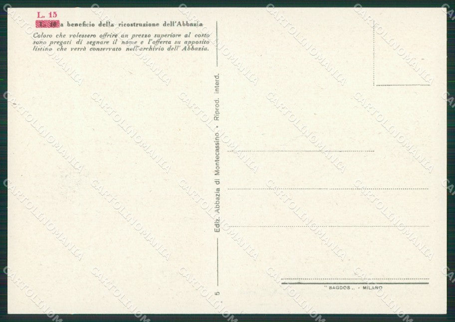 Frosinone Cassino Montecassino FG cartolina ZK3952 – retro