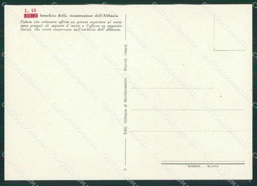 Frosinone Cassino Montecassino FG cartolina ZK3955 – retro