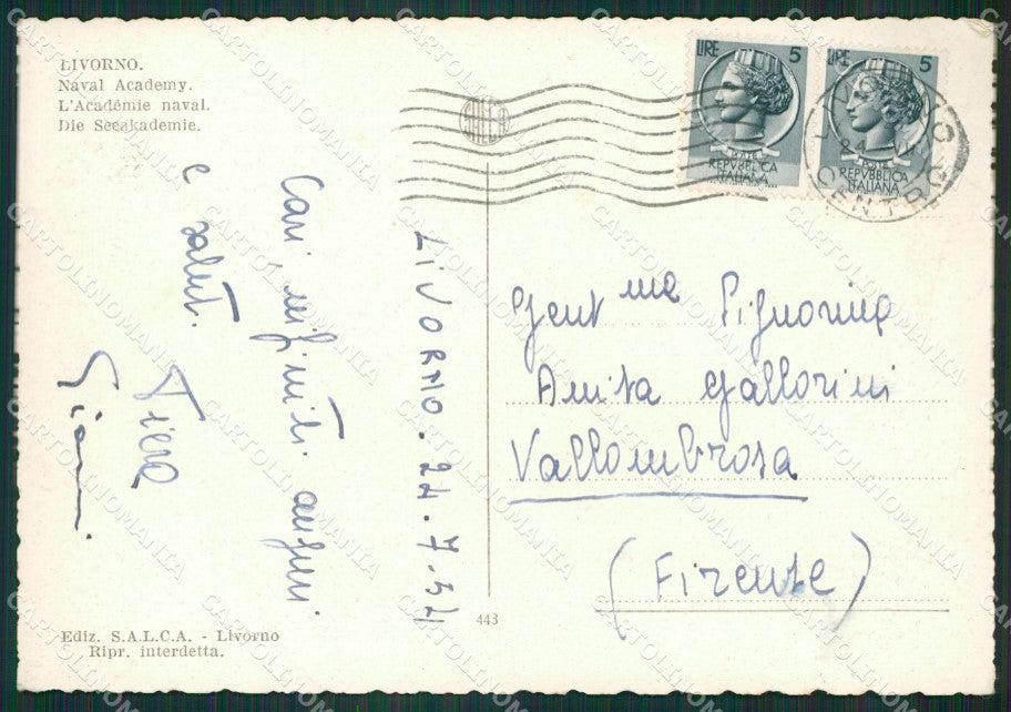 Livorno Città Accademia Navale Auto FG cartolina ZK3963 – retro
