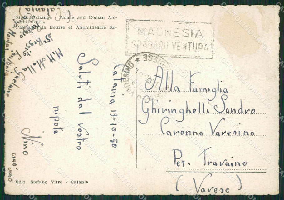 Catania Città Palazzo della Borsa Anfiteatro Romano ABRASA FG cartolina ZK3971 – retro