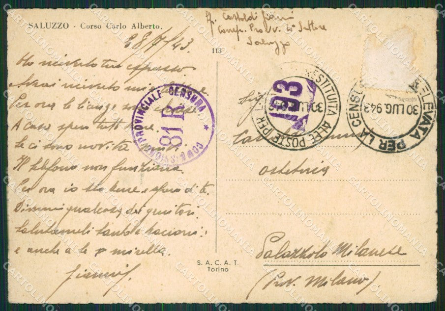 Cuneo Saluzzo FG cartolina ZK3972 – retro