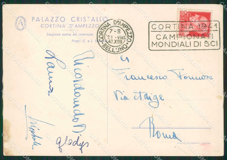 Belluno Cortina D'Ampezzo Tennis FG cartolina ZK3980 – retro