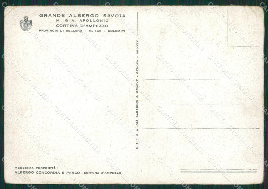 Belluno Cortina D'Ampezzo PIEGHINA FG cartolina ZK3981 – retro