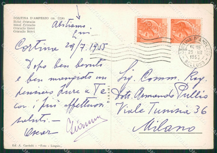 Belluno Cortina D'Ampezzo FG cartolina ZK3982 – retro